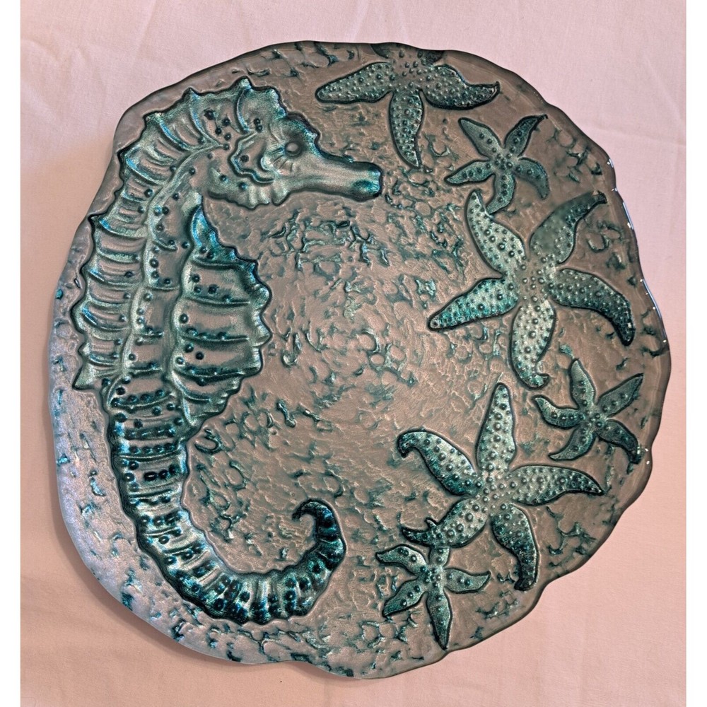 Set of Three Amalfi Side Plate Seahorse Turquoise Made In Turkey